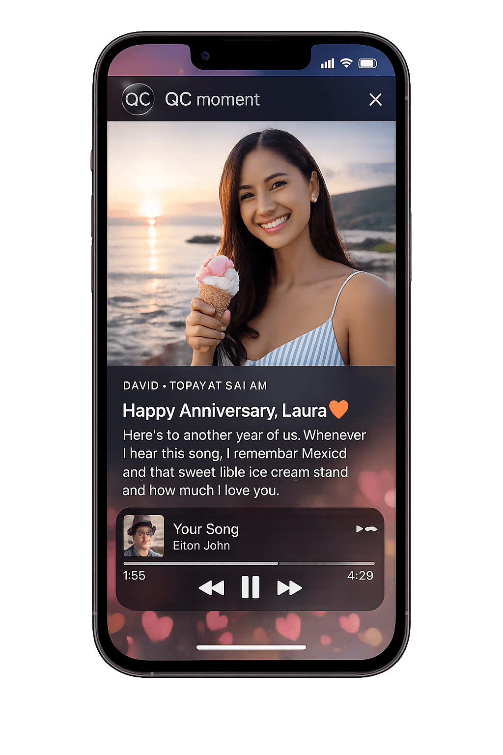 QC iOS moment message reveal preview